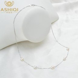 ASHIQI – collier en argent Sterling 925 pur pour femme chaîne avec pendentif en perles d'eau douce