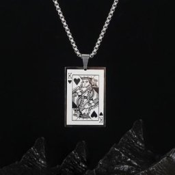 Collier pendentif carte à jouer King K of Hearts pour homme alliage de personnalité classique