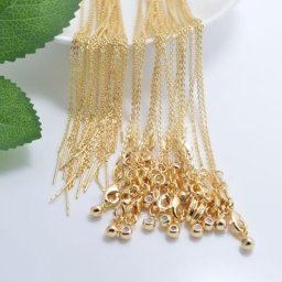 Chaîne en O plaquée or argent Rose 20 pièces chaîne en croix flash collier de perles ajustable