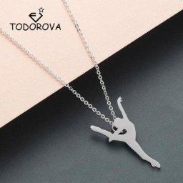 Tpistolet ova-Collier de Ballet Élégant en Acier Inoxydable pour Femme Pendentif de brevBallerine