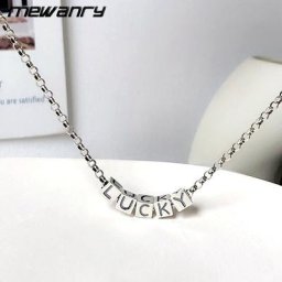 Mewanry – collier couleur argent élégant Vintage lettres de fête petit Cube porte-bonheur