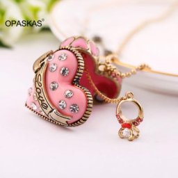 Collier pendentif coeur d'amour en alliage émail rose magnifique à la mode bijoux cadeaux pour
