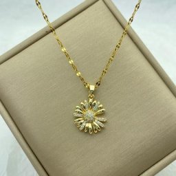 AZOLE-Collier en Acier Inoxydable Plaqué Or pour Femme Pendentif Fleur Bijoux à la Mode Nouveaux