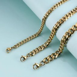 Colliers à maillons cubains en acier inoxydable pour hommes bijoux masculins or massif noir