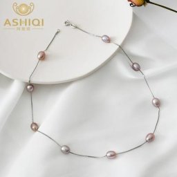 ASHIQI – collier en argent sterling 925 avec perles d'eau douce naturelles blanches 7-8mm bijoux