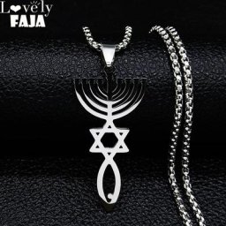 Pendentif de couleur argent en acier inoxydable breloque messionique collier de couleur argent