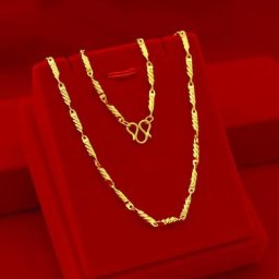 Collier de fleurs antiques en or pur 24 carats pour femme 2.5mm optique fin mariage