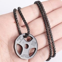 Collier gothique en acier inoxydable pour hommes Haltère Pop-corn Pendentif JOPendant Bijoux de