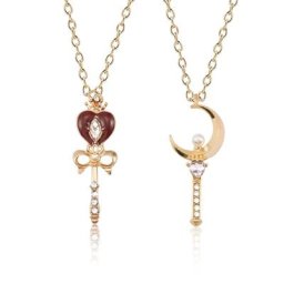 Collier baguette de perles en forme de coeur pour femme pendentif anime bijoux en cristal amour