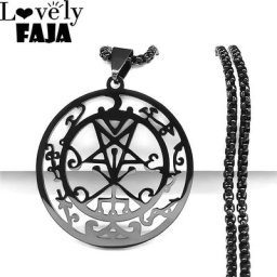 Collier en acier inoxydable avec sceau GNE signe de Goetia Satan clé mineure bijoux document