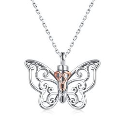 Collier d'urne papillon pour cendres argent regardé 925 pendentif nœud celtique collier Keepplex