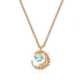 Collier à breloques en pierre de lune pour femme pendentif clavicule bijoux de mariage cadeaux
