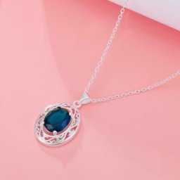 Colliers en argent sterling 925 avec pendentif en cristal bleu pour femmes bijoux à la mode pour