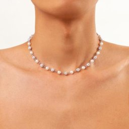 Salircon – collier court en strass pour hommes style Punk Imitation de perles tendance ras du