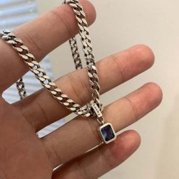 Collier à pendentif carré en Zircon bleu pour femmes mode coréenne Vintage couleur argent chaîne