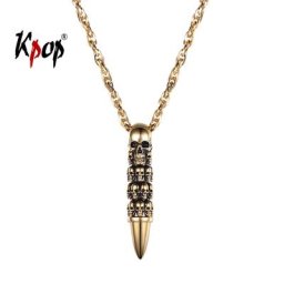 Colliers de tête de mort en acier inoxydable Kpop pour hommes bijoux gothiques punk rock pendentif