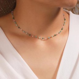 Tour de cou bohème simple et élégant pour femme collier pompon perle goutte colorée pendentif