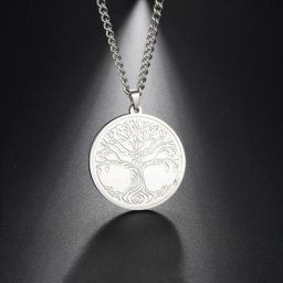 Skyrim-Collier Viking Arbre de Vie pour Homme Acier Inoxydable Document Argenté Amulette isman