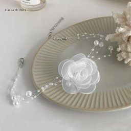 XXFD – collier ras du cou en fil de fleur pour femmes et filles perle clavicule mignon