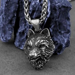 Collier Vintage Viking Odin loup pour hommes en acier inoxydable Hip Hop nordique pendentif