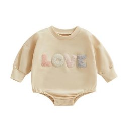 Stalsiom-Barboteuse à manches longues pour bébés filles sweat-shirt brodé Love costume de