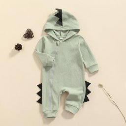 Combinaison à capuche pour nouveau-né bébé garçon et fille mignon dinosaure barboteuse à manches