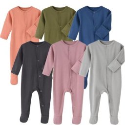Barboteuse pyjama 100% coton à manches longues pour nouveau-né garçon et fille combinaison une