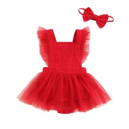 Body pour bébé fille 2 pièces sans manches col carré taille haute ample décontracté fête