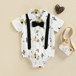 Vêtements d'été pour bébés garçons 0-18 mois body à manches courtes col à revers combinaison