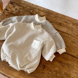 Combinaison chaude en coton à col haut pour bébé vêtements rayés pour bébé costume de batterie