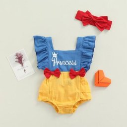 Barboteuse princesse pour bébés filles manches à volants dos nu couture bandeau tenue d'été