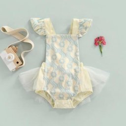 Jolie combinaison d'été pour bébés filles sans manches imprimé floral manches volantes col