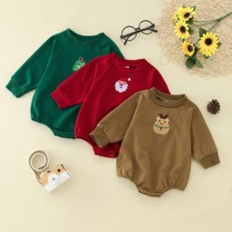 Barboteuse de noël décontractée pour bébés garçons et filles manches longues pull de dessin animé