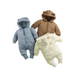 Combinaison d'hiver pour bébé barboteuse à capuche épaisse de couleur unie à manches longues avec