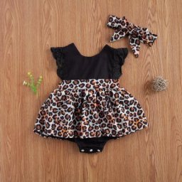 Pudcoco – ensemble 2 pièces pour bébé fille vêtements pour nouveau-né épissure léopard col rond