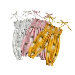Barboteuse en coton pour bébés filles imprimé floral sans manches ceinture combinaison longue