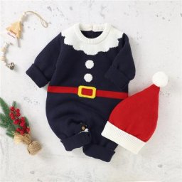 Barboteuse d'hiver de noël pour bébé fille et garçon combinaison de noël à manches longues col