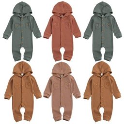 Lioraitiin-Barboteuse à manches longues pour nouveau-né garçon et fille combinaison à capuche deux