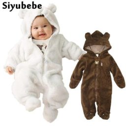 Barboteuse à capuche style ours pour bébé fille et garçon combinaison pour nouveau-né vêtements