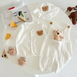 Barboteuse et chapeau ours à poche pour bébé vêtements d'été manteau pour bébé 2 pièces