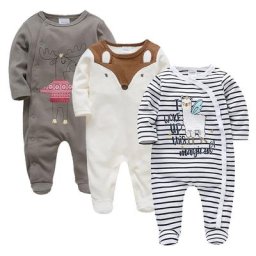 Kavkas – barboteuse en coton pour bébés garçons 3 pièces barboteuse imprimée ours Animal