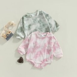 Barboteuse en coton pour nouveau-né garçon et fille combinaison à manches longues imprimé Tie-dye