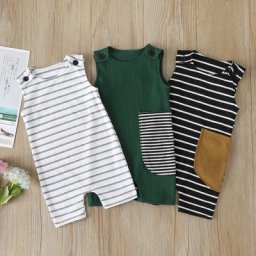 Combinaison à rayures côtelées pour bébés filles et garçons combinaison à col rond pour