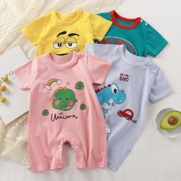 Barboteuse en coton à manches courtes pour bébé garçon et fille combinaison une pièce décontractée