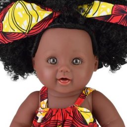 Poupée nouveau-né en vinyle réaliste 12 pouces mignon africain noir avec cheveux bouclés
