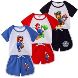 Vêtements d'été décontractés pour enfants ensemble de 2 pièces t-shirt et short dessin animé