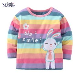 Little maven-T-shirt en coton pour enfants vêtements d'automne document Y-Rainbow joli lapin
