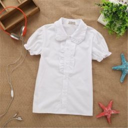 Chemisier à manches courtes en coton et dentelle pour fille blouse blanche unie pour bébé et