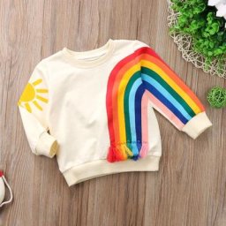 Tout nouveau T-Shirt à franges arc-en-ciel pour petites filles vêtements colorés pull-over