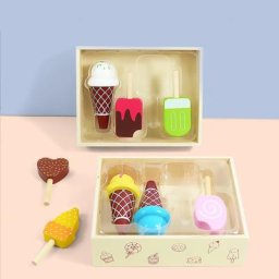 Ensemble de glaces en bois chariot à glace en bois pour enfants jouet en bois et accessoires